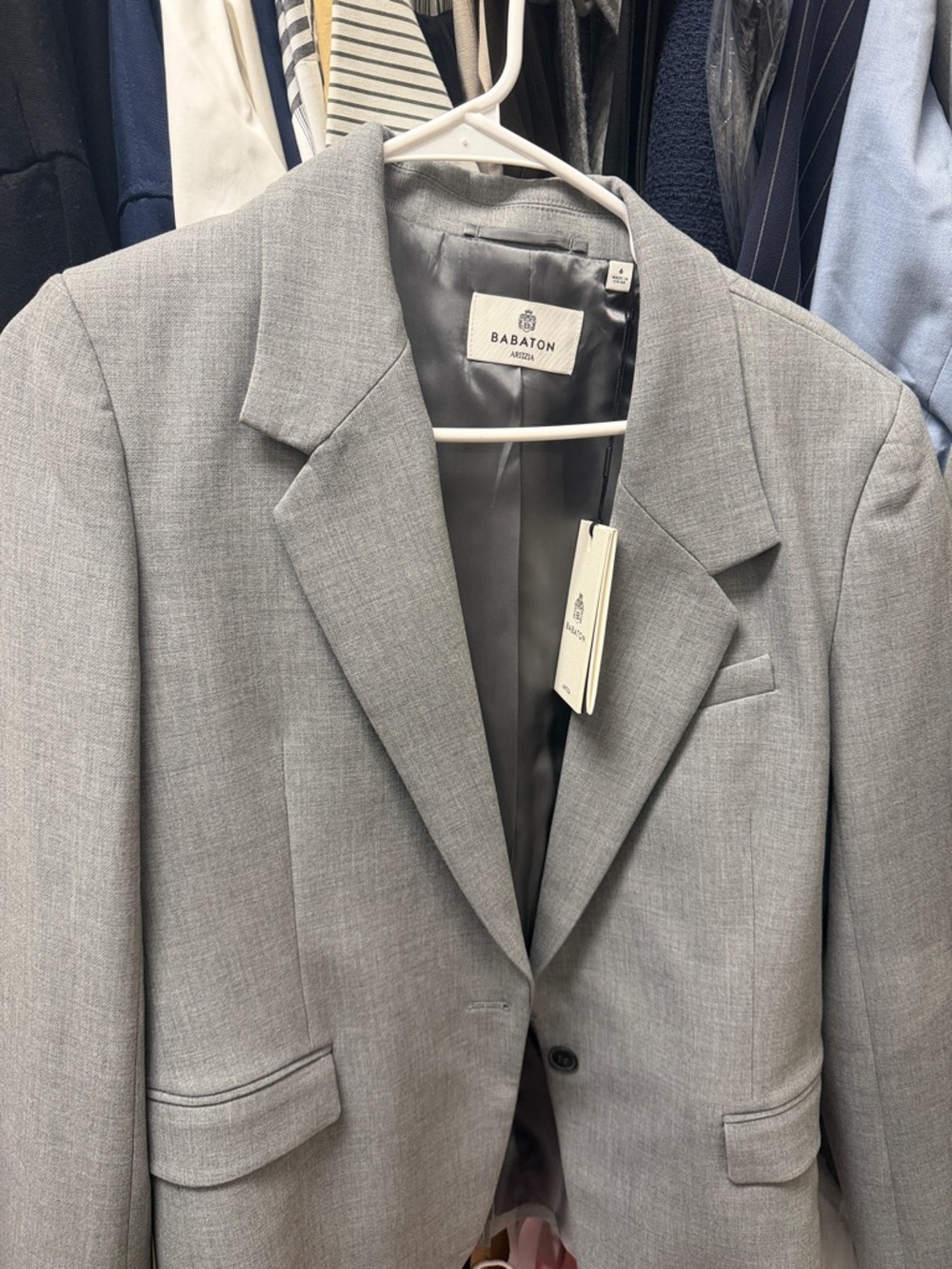 Aritzia Babaton Light Gray Women's Single-Button Blazer